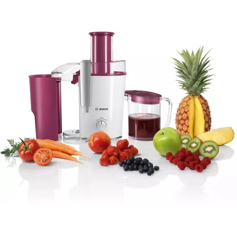 Bosch MES25C0 Entsafter Zentrifugalentsafter 700 W Kirschrot (Frucht), Transparent, Weiß