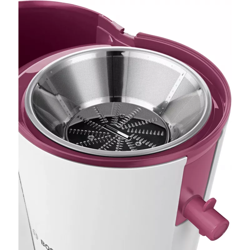 Bosch MES25C0 Entsafter Zentrifugalentsafter 700 W Kirschrot (Frucht), Transparent, Weiß