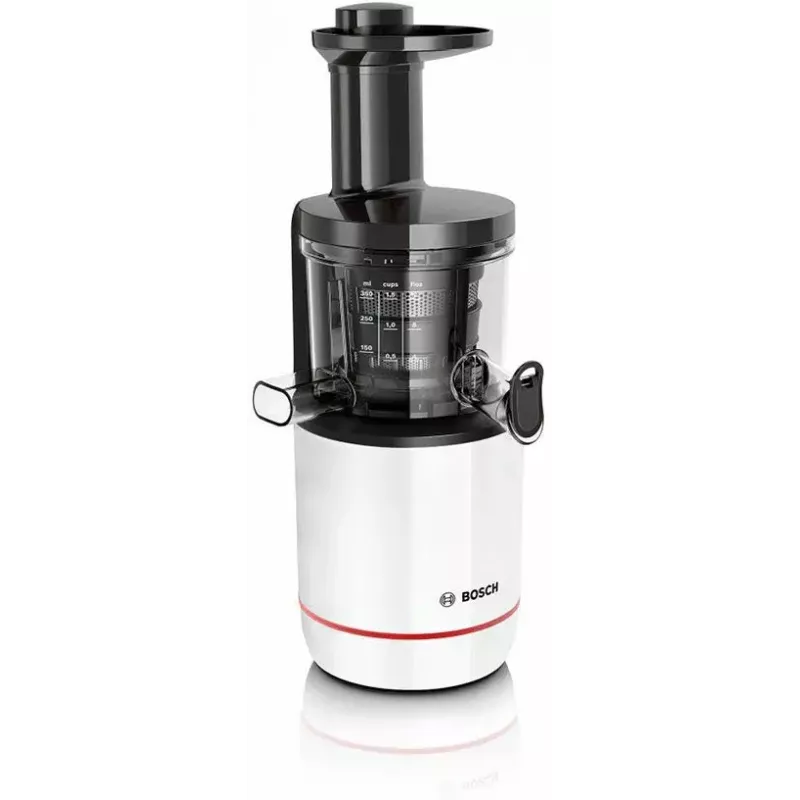 Slow Juicer Bosch MESM500W — 150 W Motor, 1 L Saftbehälter, kompakt 152×152×427 mm, weiß/schwarz