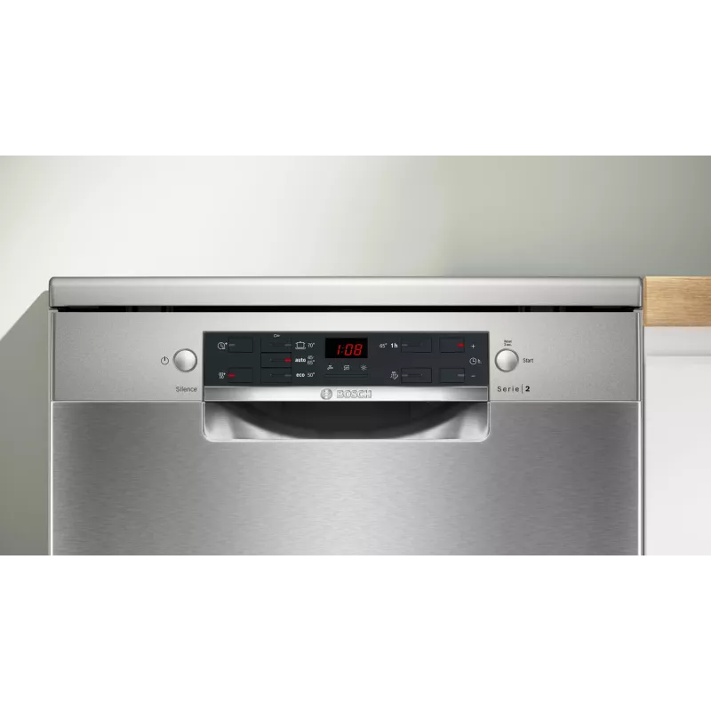 Geschirrspüler Bosch Serie 2 SMS25GI09F — freistehend, 12 Maßgedecke, 60 cm, 46 dB, Wärmetauschertrocknung