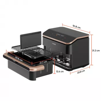 Cosori Dual Blaze Twinfry Chef Edition Doppelt 10 L Freistehend 2800 W Heißluftfritteuse Dunkelgrau, Roségold