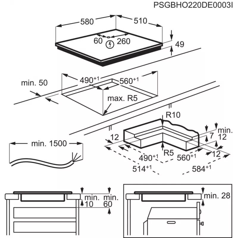 Electrolux Serie 700 EIS62453IZ Schwarz Einbau 60 cm Zonen-Induktionskochfeld 4 Zone(n)