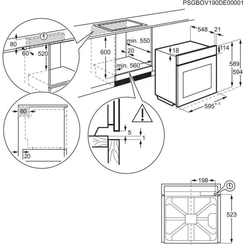 Electrolux EOF4P56X 72 L Schwarz, Edelstahl