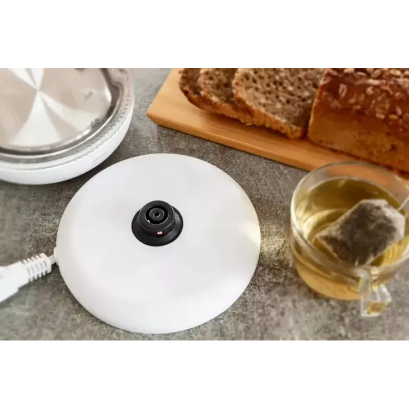 Elektrischer Wasserkocher Eldom C510B 1,7 L 2200 W Weiß – Gehäuse aus Glas und Kunststoff, Knopfdeckel, kabellose 360°-Basis