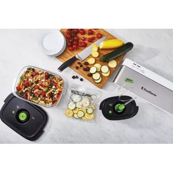 Vakuumiergerät FoodSaver VS0100X — Drehregler, inklusive Folienrolle und 4 Vakuumierbeutel, silber-weiß