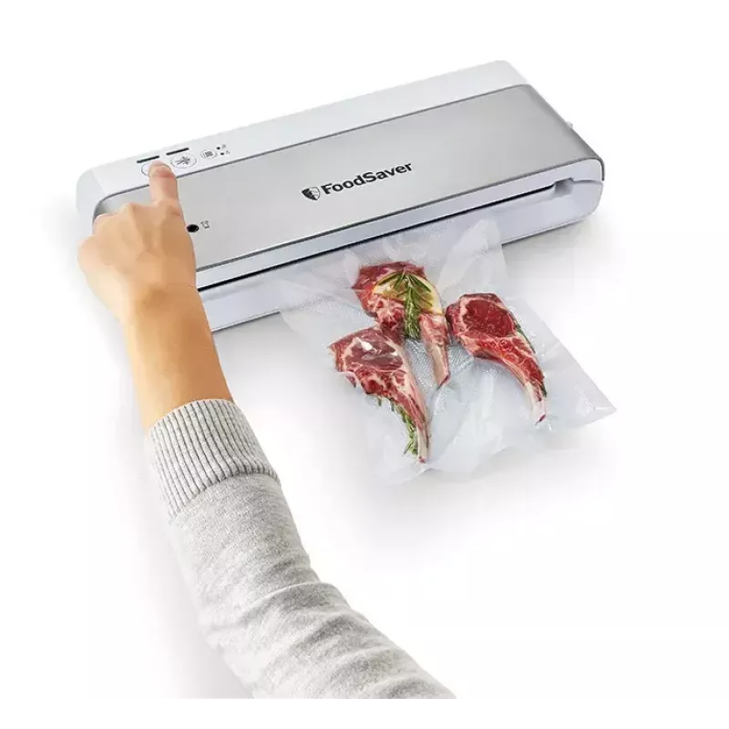 Vakuumiergerät FoodSaver VS0100X — Drehregler, inklusive Folienrolle und 4 Vakuumierbeutel, silber-weiß