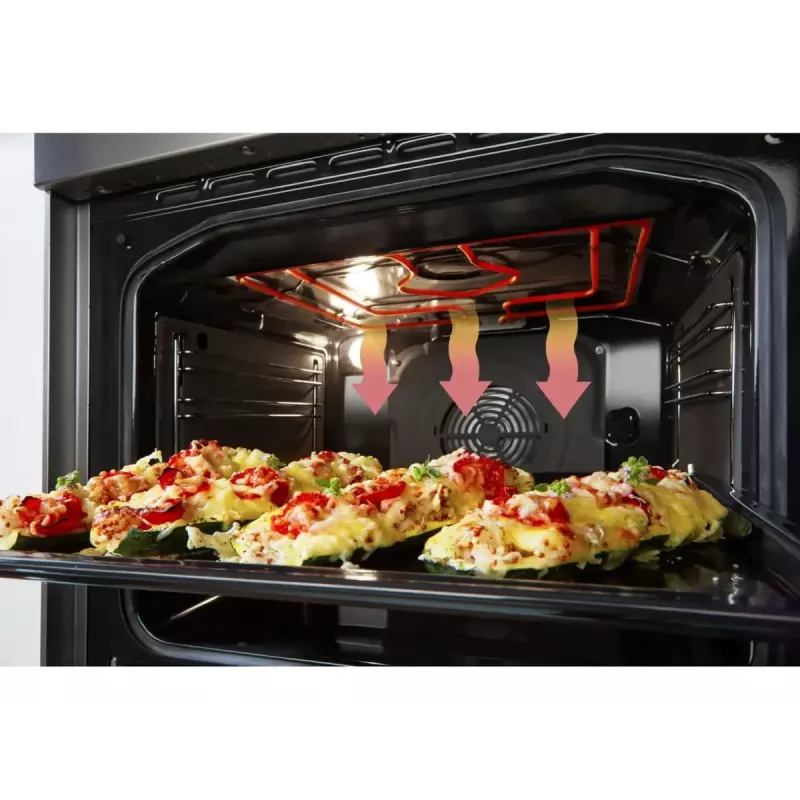 Freistehender Herd Gorenje GECS5C70WA Elektrokochfeld mit Spiralplatten, 4 Zonen, weiß, Backofen 70 L, Drehregler, LED-Anzeige