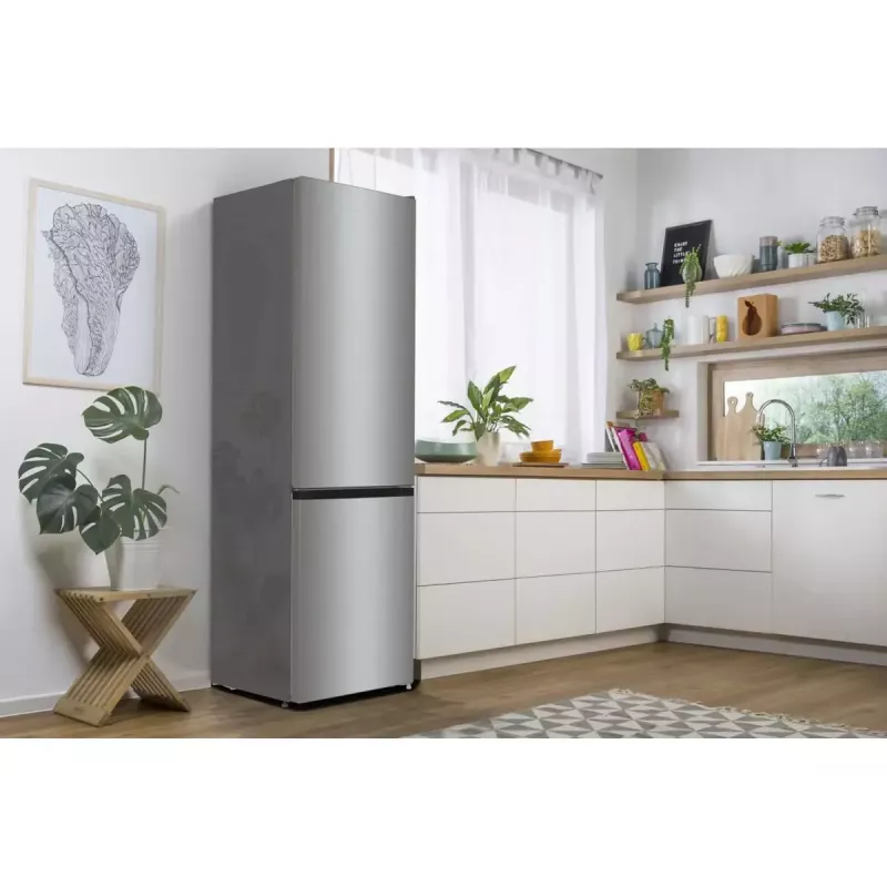 Freistehender Kühl-Gefrierkombination Gorenje NRK6202EXL4, gesamt 331 L (Kühlschrank 235 L / Gefrierschrank 96 L), Edelstahl, LED-Display