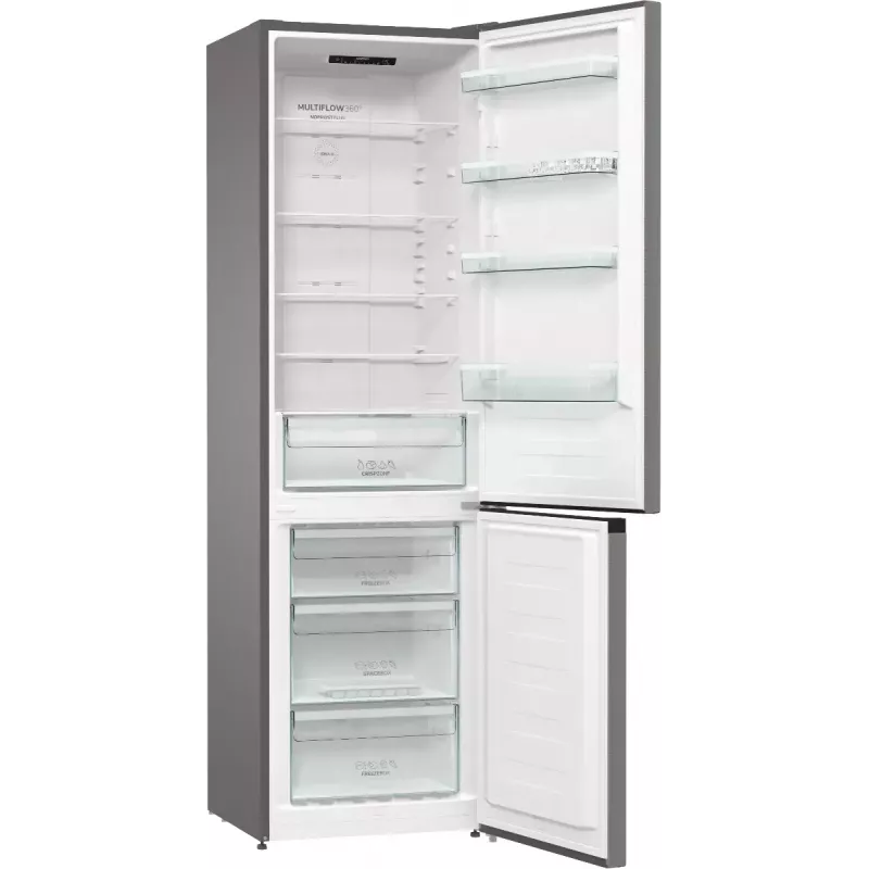 Freistehender Kühl-Gefrierkombination Gorenje NRK6202EXL4, gesamt 331 L (Kühlschrank 235 L / Gefrierschrank 96 L), Edelstahl, LED-Display