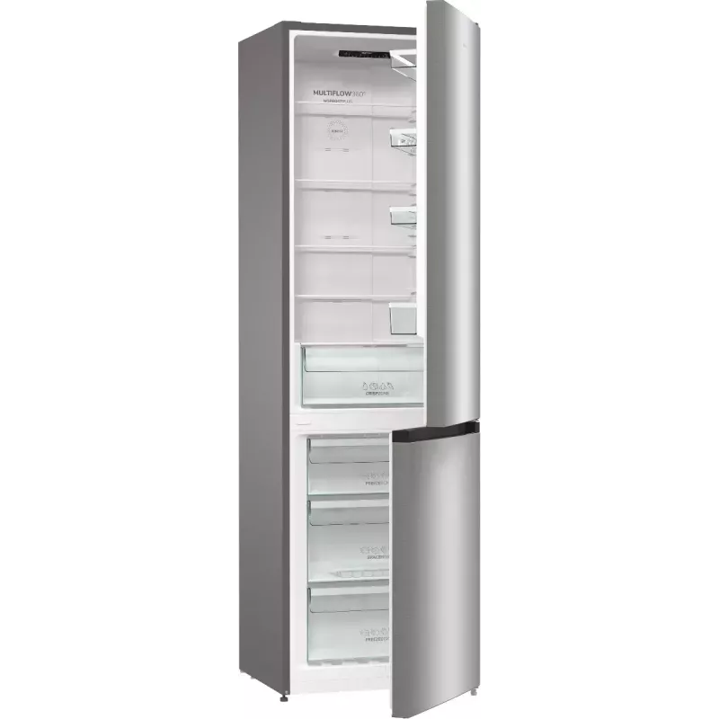 Freistehender Kühl-Gefrierkombination Gorenje NRK6202EXL4, gesamt 331 L (Kühlschrank 235 L / Gefrierschrank 96 L), Edelstahl, LED-Display