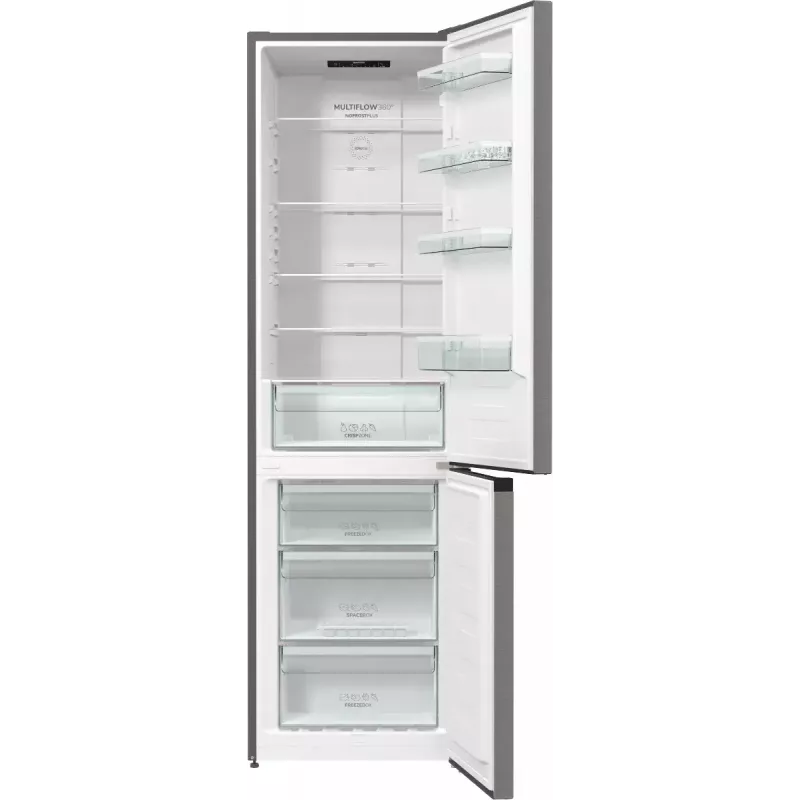 Freistehender Kühl-Gefrierkombination Gorenje NRK6202EXL4, gesamt 331 L (Kühlschrank 235 L / Gefrierschrank 96 L), Edelstahl, LED-Display