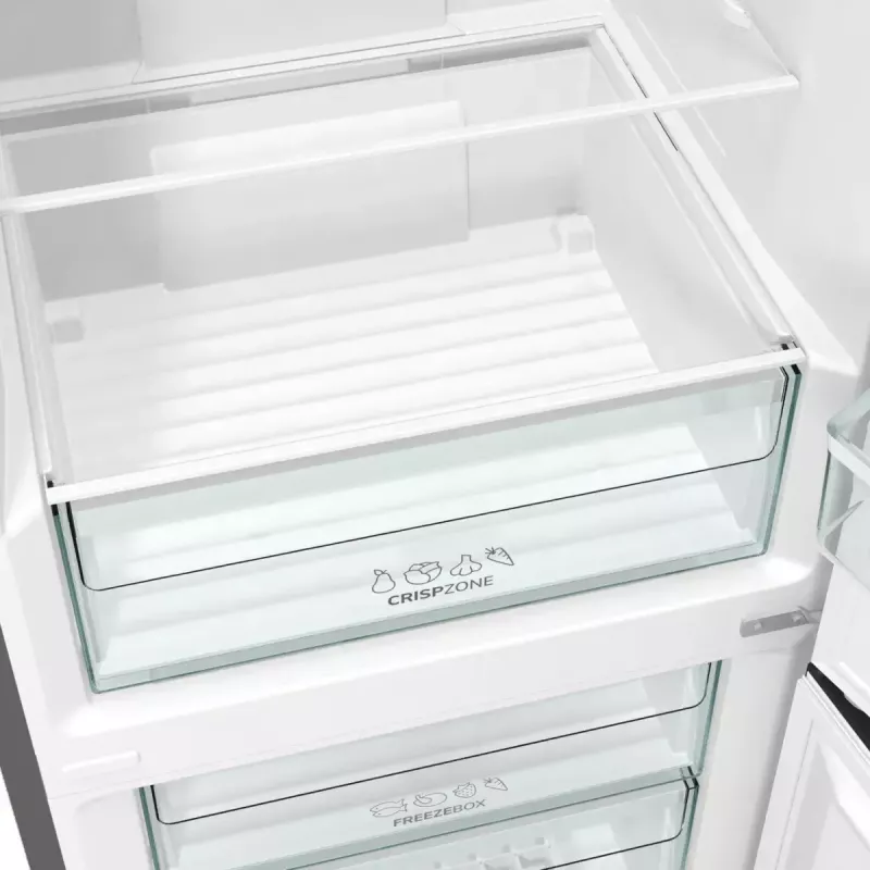 Freistehender Kühl-Gefrierkombination Gorenje NRK6202EXL4, gesamt 331 L (Kühlschrank 235 L / Gefrierschrank 96 L), Edelstahl, LED-Display