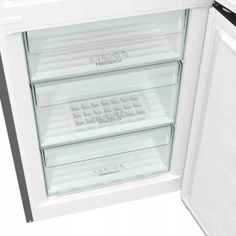 Freistehender Kühl-Gefrierkombination Gorenje NRK6202EXL4, gesamt 331 L (Kühlschrank 235 L / Gefrierschrank 96 L), Edelstahl, LED-Display
