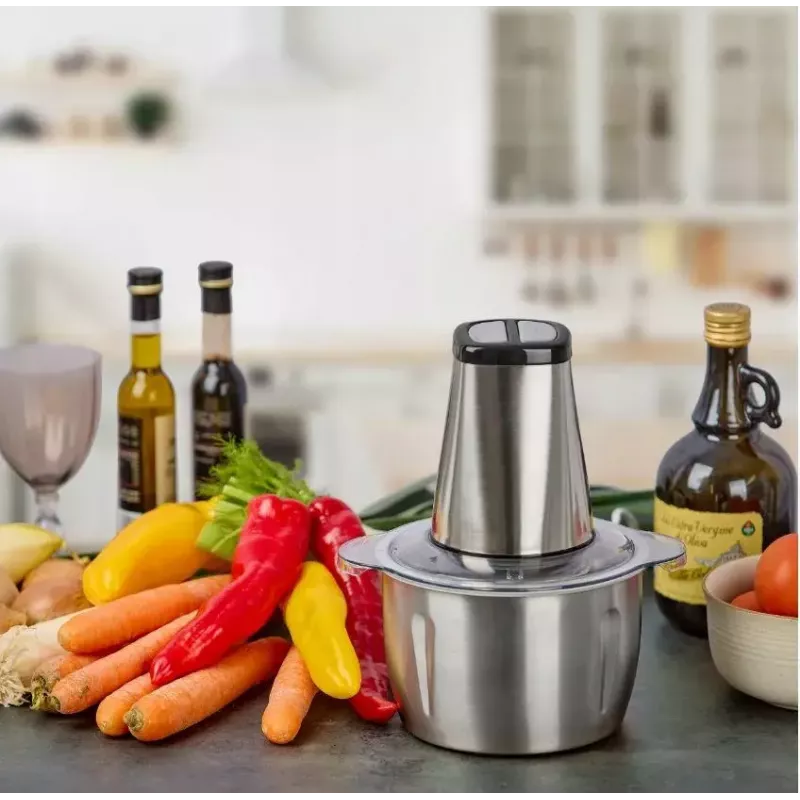 Elektrischer Zerkleinerer HEINRICH'S HMZ 8849 — 2 L, 500 W, Eiszerkleinerung, Gemüse- und Obstschneider, grau