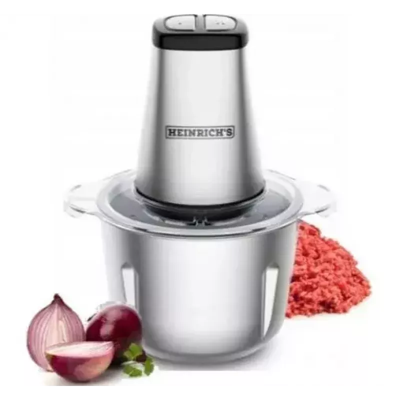 Elektrischer Zerkleinerer HEINRICH'S HMZ 8849 — 2 L, 500 W, Eiszerkleinerung, Gemüse- und Obstschneider, grau