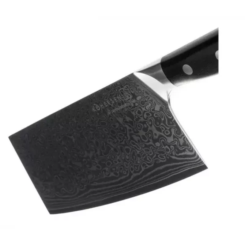 Hackmesser KOHERSEN Elegance Ebenholz Damaststahl Hackmesser 16,5 cm, 60 HRC, 13 cm Griff, 335 g