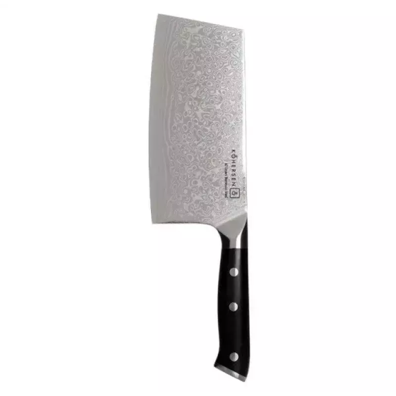 Hackmesser KOHERSEN Elegance Ebenholz Damaststahl Hackmesser 16,5 cm, 60 HRC, 13 cm Griff, 335 g
