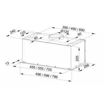 Unterbau-Dunstabzugshaube MAAN Fiugi 2, 500 mm Breite, Stahlgehäuse, Kohlefilter, 3 Geschwindigkeiten