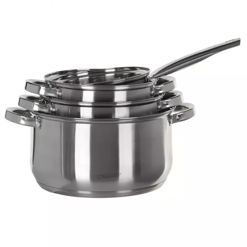 Kochtopfset Maestro MR-2021 — 9-teilig, Edelstahl, induktionsgeeignet, Wandstärke 0,6 mm, Deckel inklusive