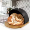 Brotdose Maestro MR-1678G-Schwarz – ovaler Brotaufbewahrungsbehälter, Kunststoff mit Bambusdeckel, 350×200×250 mm