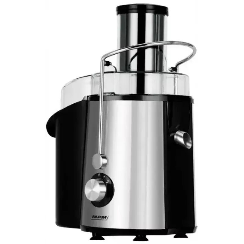 Zentrifugalentsafter MPM MSO-18-M, 1000 W Motor, 1 L Saftbehälter, 2-stufige Steuerung, Edelstahl, schwarz/silber