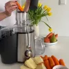 Zentrifugalentsafter MPM MSO-18-M, 1000 W Motor, 1 L Saftbehälter, 2-stufige Steuerung, Edelstahl, schwarz/silber