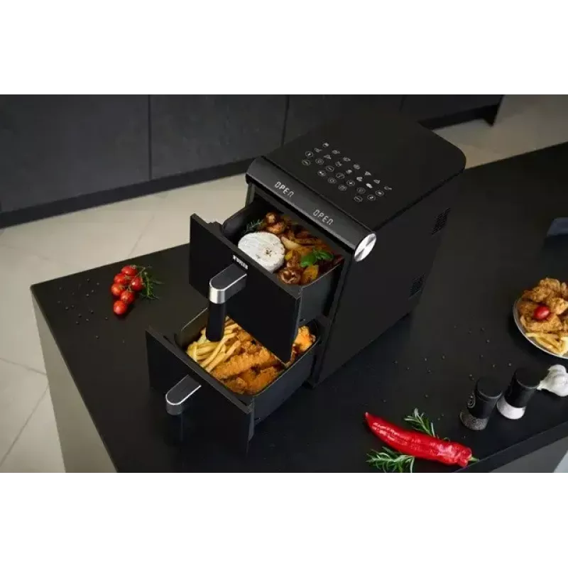 Elektrische Heißluftfritteuse NOVEEN AF5050, 11 L Fassungsvermögen, 1700 W, 13 Programme, 50–200°C, digitale Touch-Bedienung