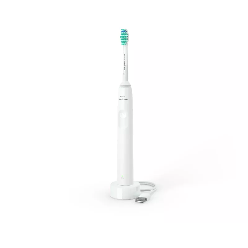 Schallzahnbürste Philips 2100-Serie HX3651/13 – wiederaufladbare Erwachsenen-Schallzahnbürste, 2-Minuten-Timer, Weiß, 1 Bürstenkopf