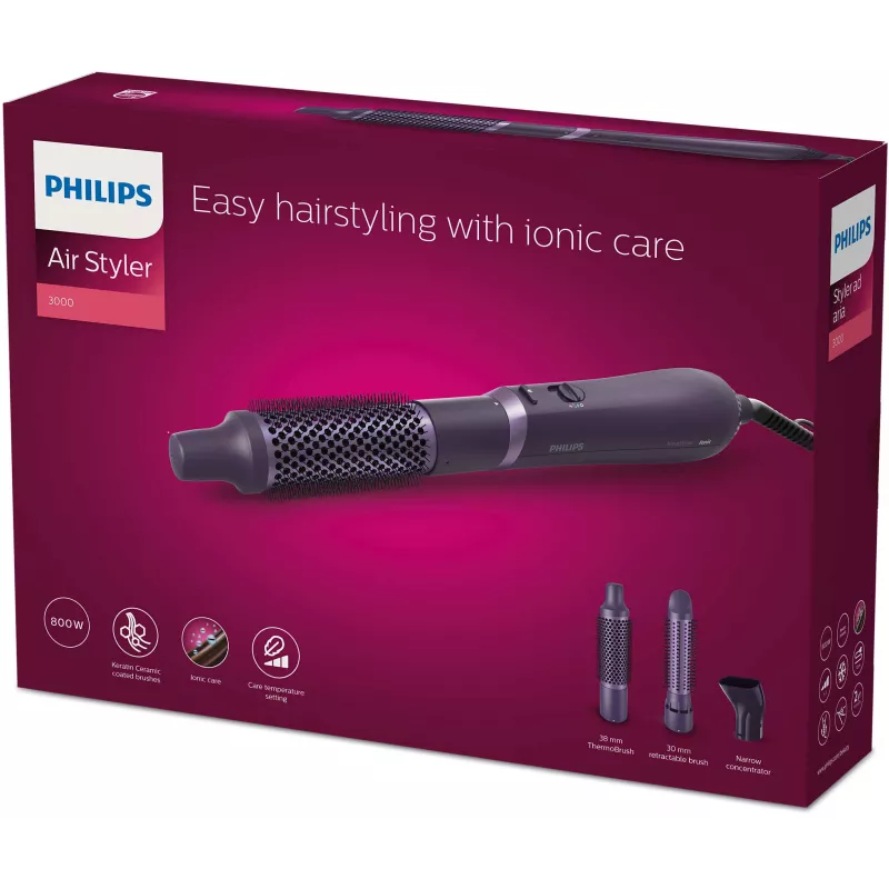Haarstylingsset Philips 3000 series BHA305/00 — 800 W, 3 Heizstufen, 3 Aufsätze, lila