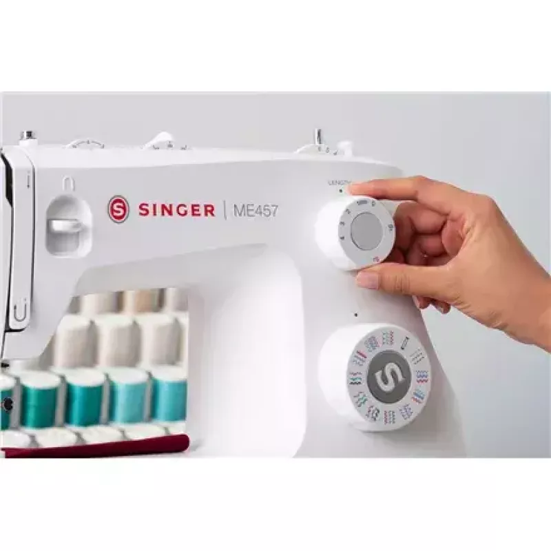 SINGER Nähmaschine ME457 — Haushaltsnähmaschine, 100 Stichmuster, automatischer Nadeleinfädler