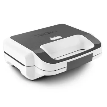 Sandwichtoaster Tefal SW7011 — 850 W, Edelstahl und Weiß, kompakt 238×276×98 mm