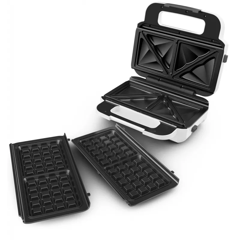 Sandwichtoaster Tefal SW7011 — 850 W, Edelstahl und Weiß, kompakt 238×276×98 mm