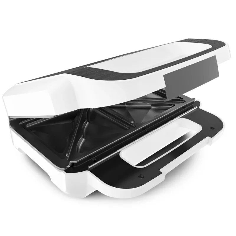 Sandwichtoaster Tefal SW7011 — 850 W, Edelstahl und Weiß, kompakt 238×276×98 mm