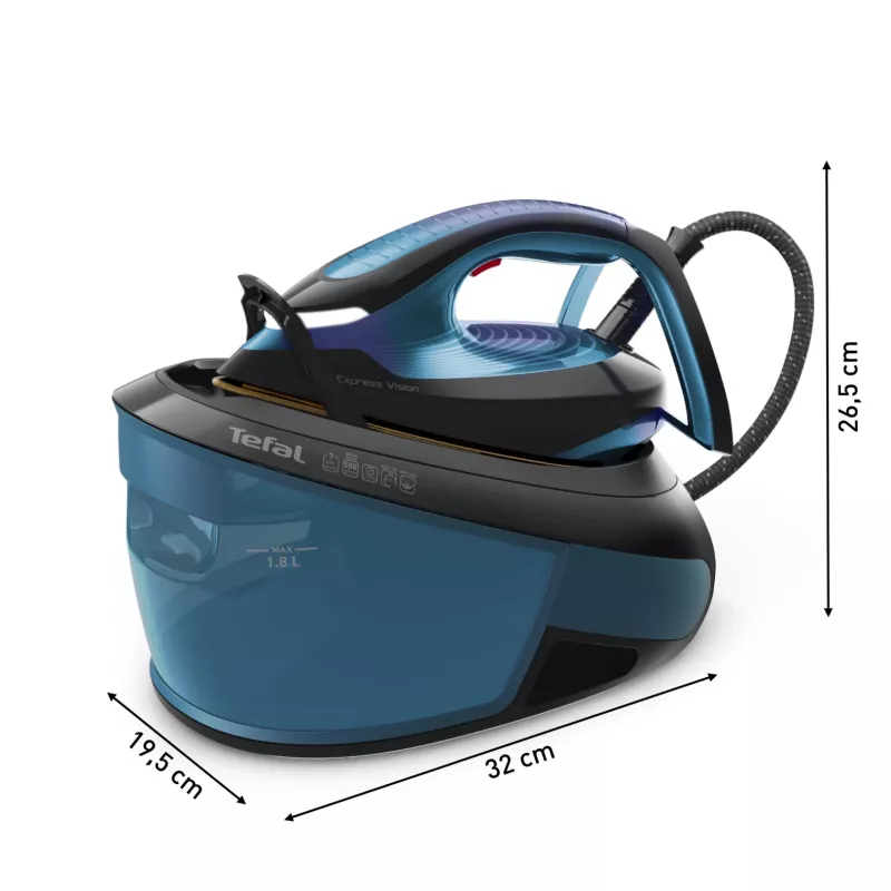 Tefal Express Vision SV8151 2800 W 1,8 l Durilium AirGlide Autoclean-Bügelsohle Blau, Schwarz