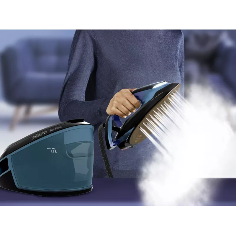 Tefal Express Vision SV8151 2800 W 1,8 l Durilium AirGlide Autoclean-Bügelsohle Blau, Schwarz