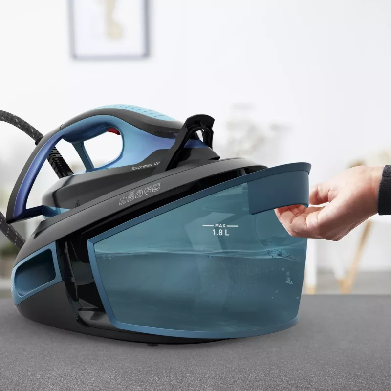 Tefal Express Vision SV8151 2800 W 1,8 l Durilium AirGlide Autoclean-Bügelsohle Blau, Schwarz