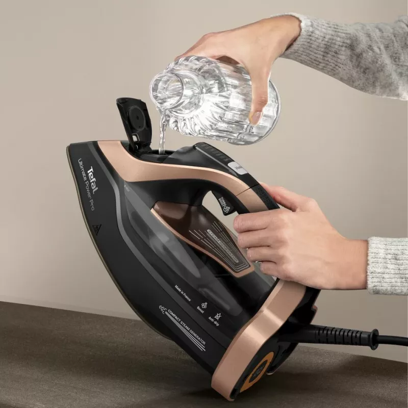 Tefal Ultimate Power Pro FV9E50 Trocken- und Dampfbügeleisen Durilium AirGlide Autoclean-Bügelsohle 3200 W Schwarz, Kupfer