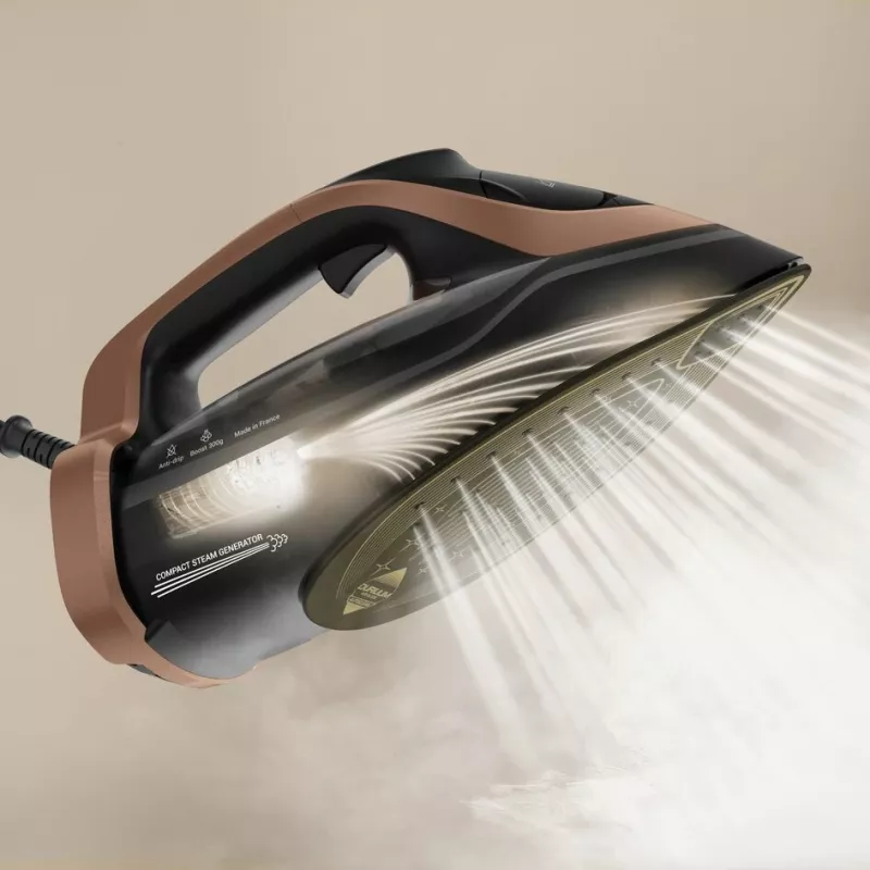 Tefal Ultimate Power Pro FV9E50 Trocken- und Dampfbügeleisen Durilium AirGlide Autoclean-Bügelsohle 3200 W Schwarz, Kupfer