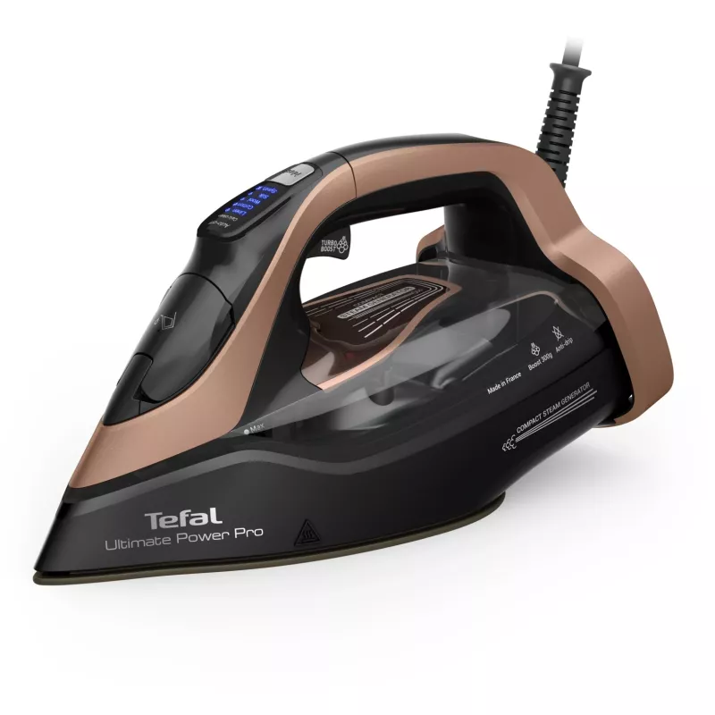 Tefal Ultimate Power Pro FV9E50 Trocken- und Dampfbügeleisen Durilium AirGlide Autoclean-Bügelsohle 3200 W Schwarz, Kupfer