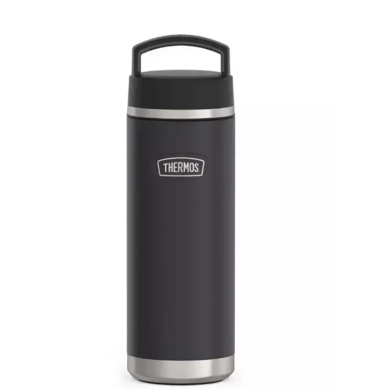 Thermos-Reisebecher THERMOS 130101, vakuumisolierte Thermoflasche 710 ml, Edelstahl, schwarz