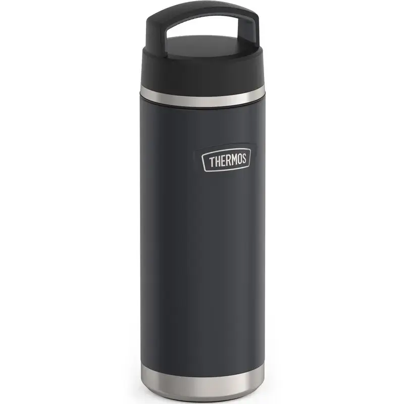 Thermos-Reisebecher THERMOS 130101, vakuumisolierte Thermoflasche 710 ml, Edelstahl, schwarz