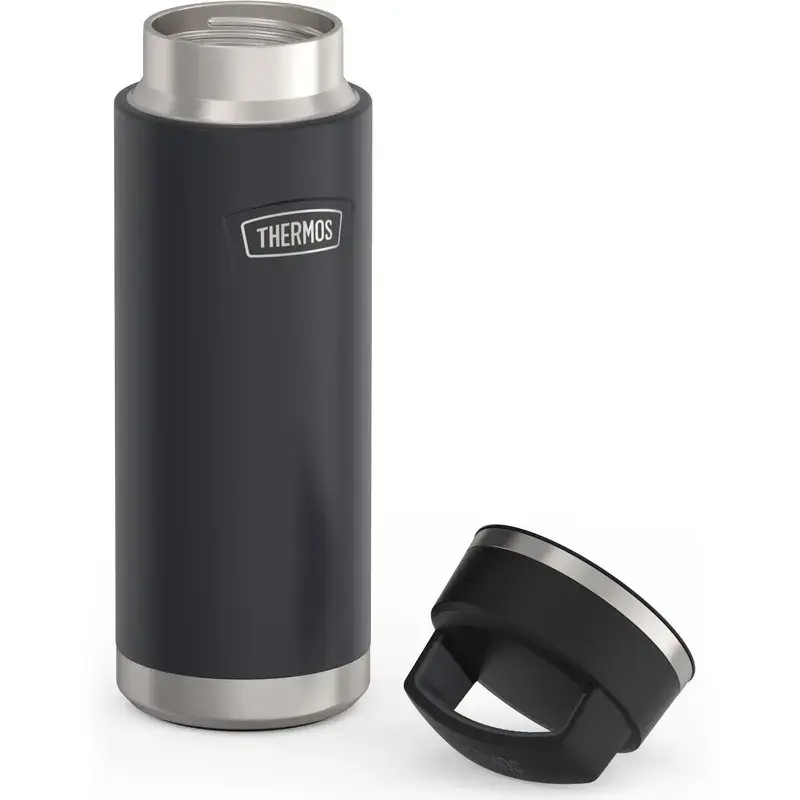Thermos-Reisebecher THERMOS 130101, vakuumisolierte Thermoflasche 710 ml, Edelstahl, schwarz