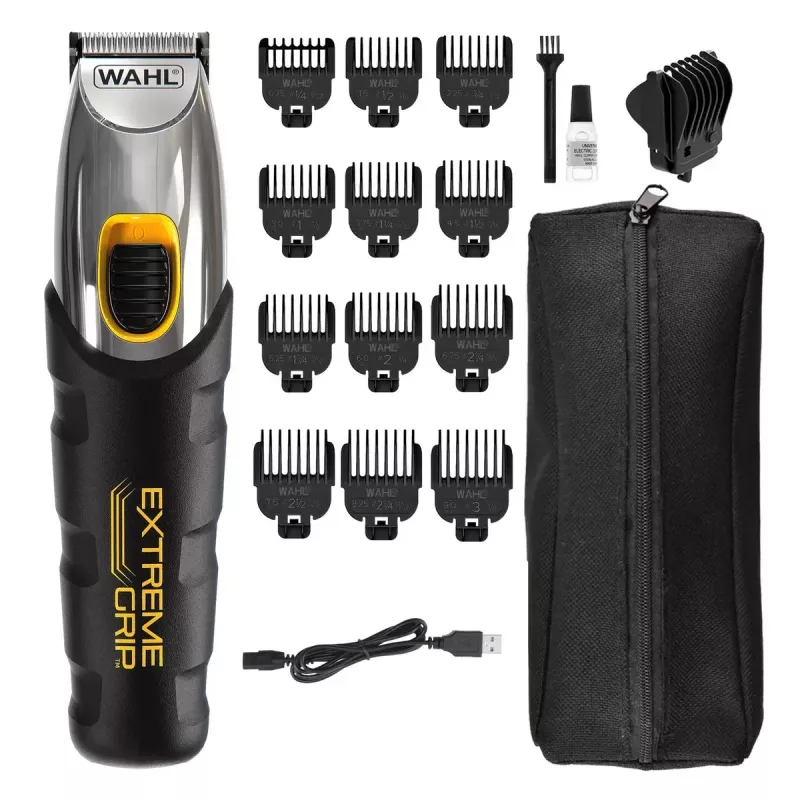 Haarschneider Wahl Extreme Grip AC/Akku, kabellos, Li-Ion, 240 min Laufzeit, 12 Längeneinstellungen, Edelstahlklinge, Schnittbreite 3 cm, schwarz