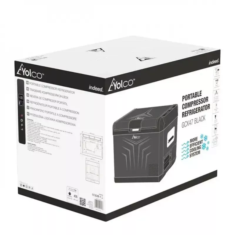 Tragbarer Kompressor-Kühlschrank Yolco GCX47 Schwarz — 47L Kapazität, energieeffizient