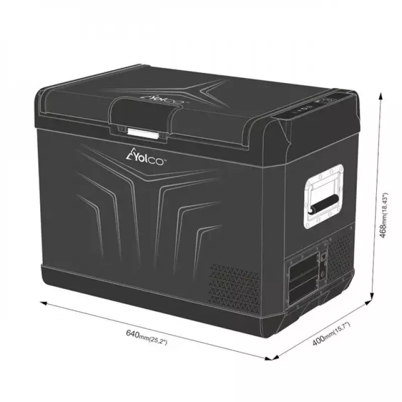 Tragbarer Kompressor-Kühlschrank Yolco GCX47 Schwarz — 47L Kapazität, energieeffizient