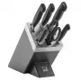 Messer-/Besteckblock-Set ZWILLING 35148-507-0 — 7-teiliges Set mit Kochmesser, Brotmesser, Schälmesser, Küchenschere, grauem Block