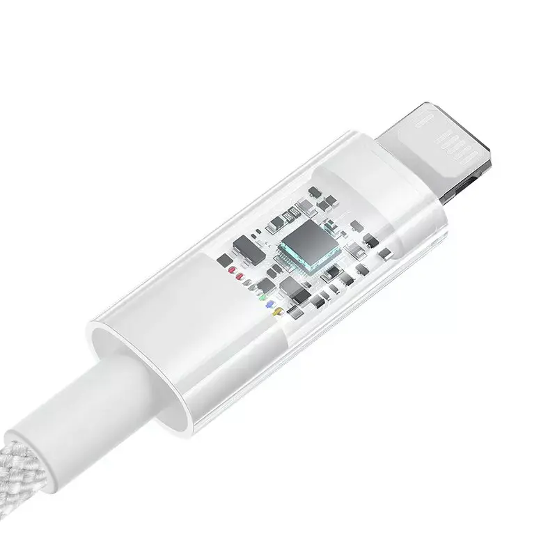 USB-Ladekabel Baseus Gem P10373003211-00, 1 m, 2,4 A, Lightning/USB-A, Weiß, Nylonummantelung