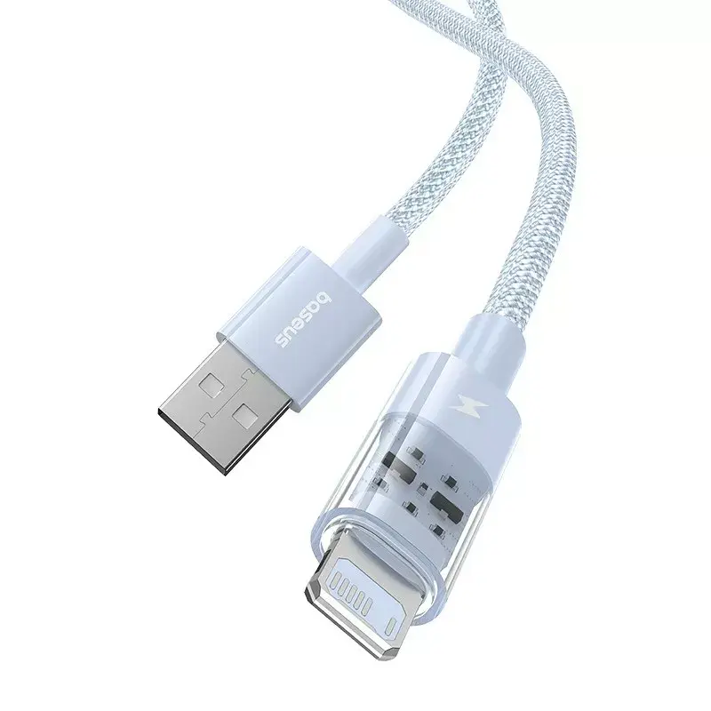 USB-Kabel Baseus Gem P10373003311-00 — 1 m, 2,4 A Schnellladung, Lightning/USB-A, blau, Nylonummantelung