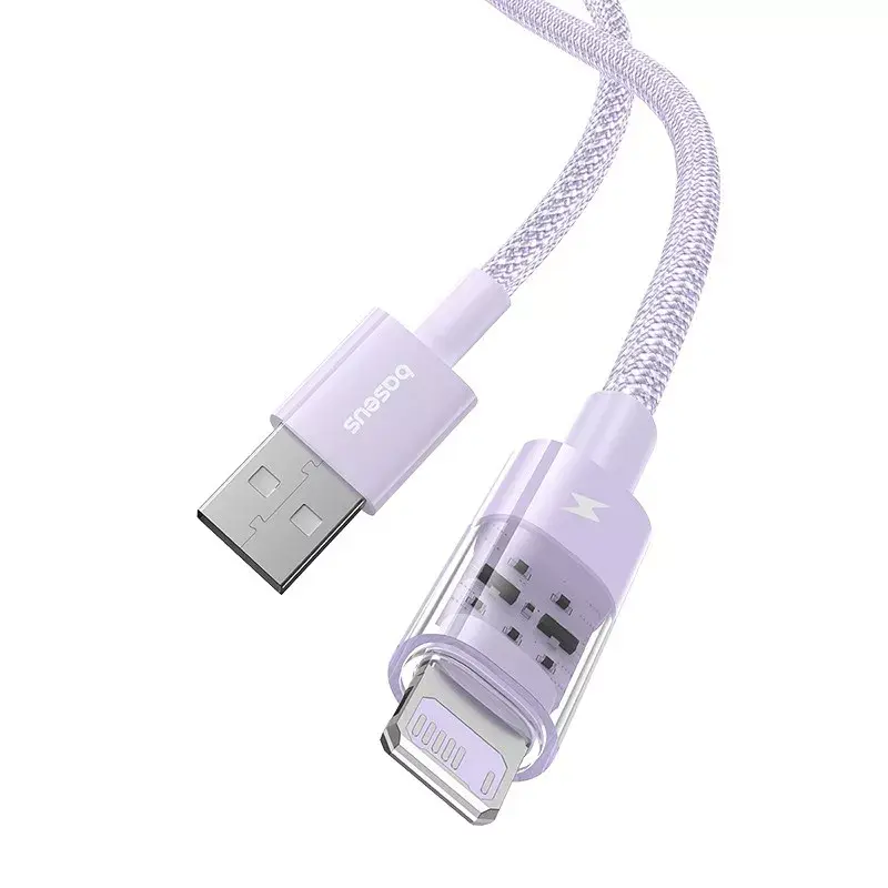USB-Kabel Baseus Gem P10373003511-00 — 1 m Nylon, Lightning auf USB-A, 2,4 A Schnellladung, lila