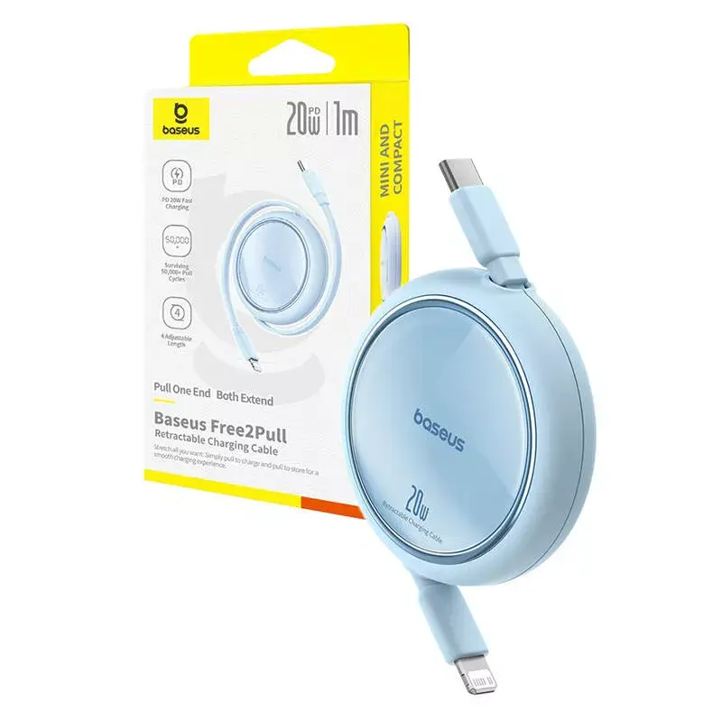 USB-C auf Lightning Kabel Baseus Free2Pull 20 W, 1 m, blau, 480 Mbit/s, USB PD